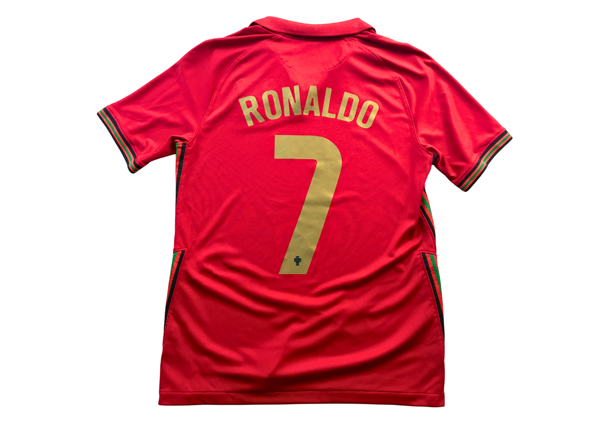 Flocage officiel jaune/or Ronaldo numéro 7 dos maillot Portugal
