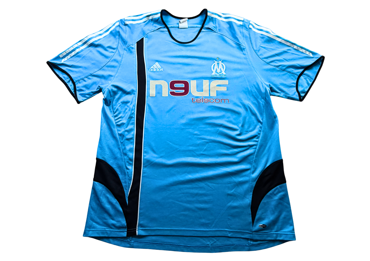 Maillot Olympique de Marseille domicile blanc croix bleu ciel 2005-2006 Adidas Ribéry taille 2XL