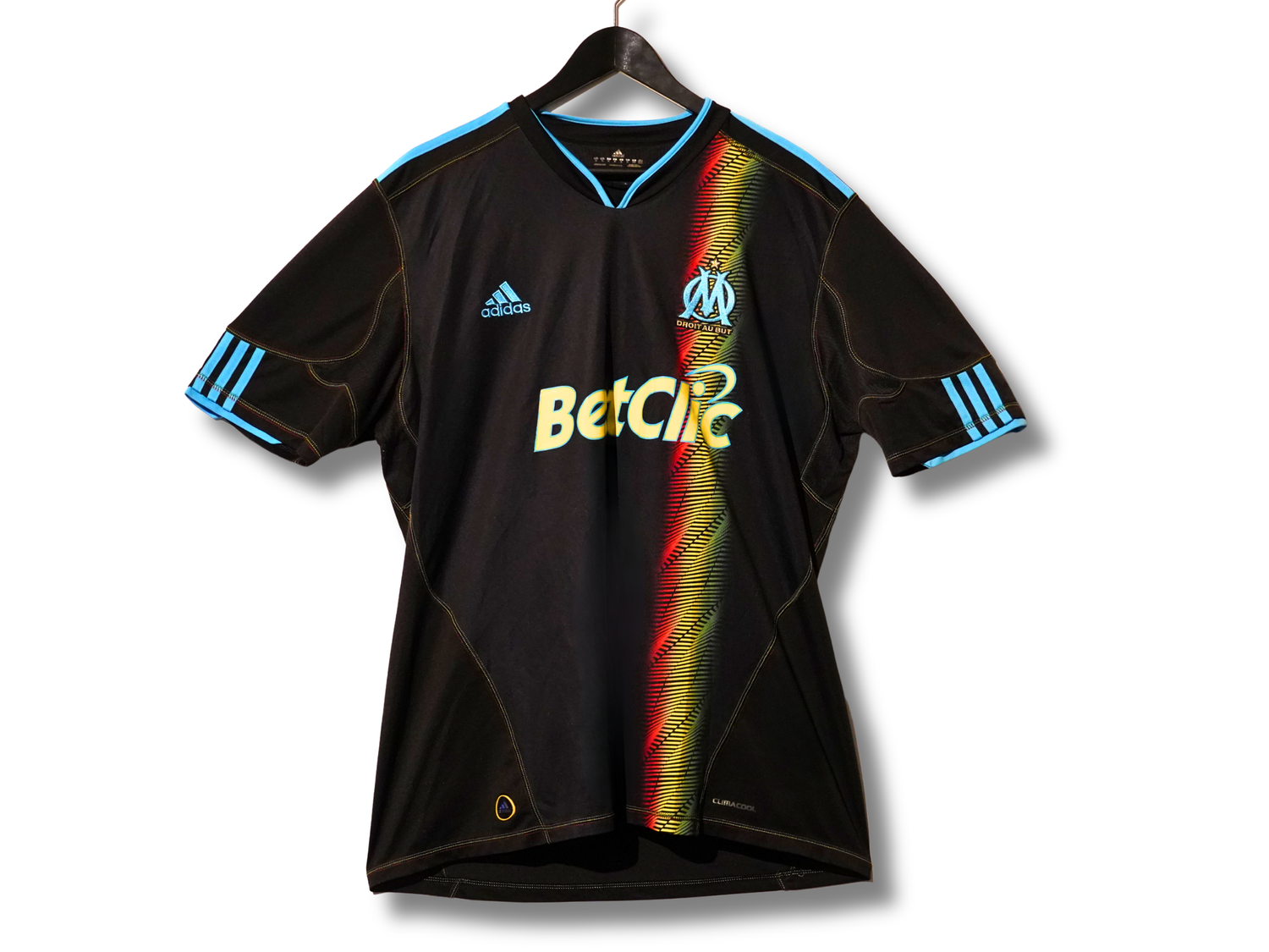 Maillot OM extérieur 2010-2011 motif carreaux bleus Adidas taille XL